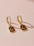 orecchini Moon - Hoop  con pendente luna  zirconi argento 925 gold
