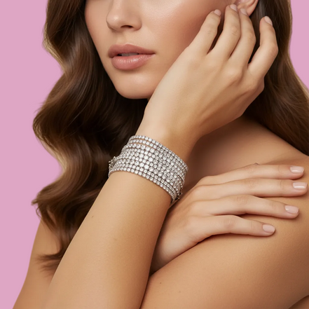 TENNIS bracciale argento 925 con zirconi bianchi - mm2 mm3 mm4