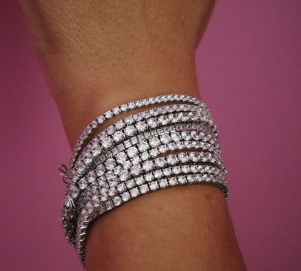 TENNIS bracciale argento 925 con zirconi bianchi - mm2 mm3 mm4