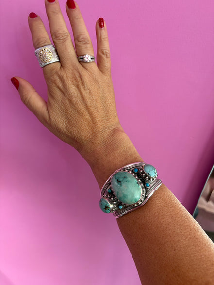 Bracciale collezione ETNICA -   Bangle. Argento 925 con turchesi