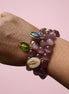 Bracciale Bisette -TALISMANI  occhi di gatto mauve  con charm Miracolosa
