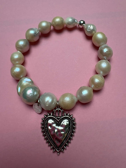 Bracciale Bisette -TALISMANI  perle  con charm Cuore Sacro