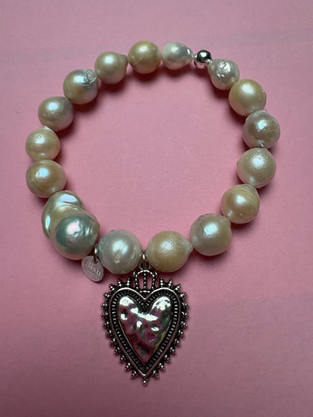 Bracciale Bisette -TALISMANI  perle  con charm Cuore Sacro