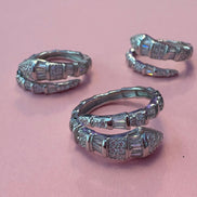 Anello WHITE SNAKE in Argento 925 rodiato con zirconi