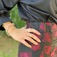 Gonna Fonda Isabel Allende in broccato rosso e nero