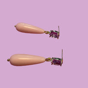 Orecchini  - MEDITERRANEA corallo rosa e cristallo viola