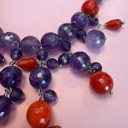 - TAKI Collier cascata con ametista e corallo rosso su  argento 925