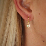Mono orecchino  - Lucchetto argento 925 gold