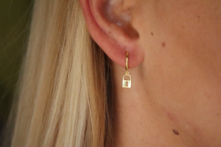Mono orecchino  - Lucchetto argento 925 gold