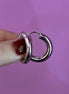 Coppia di anelle bombate argento 925 rodio