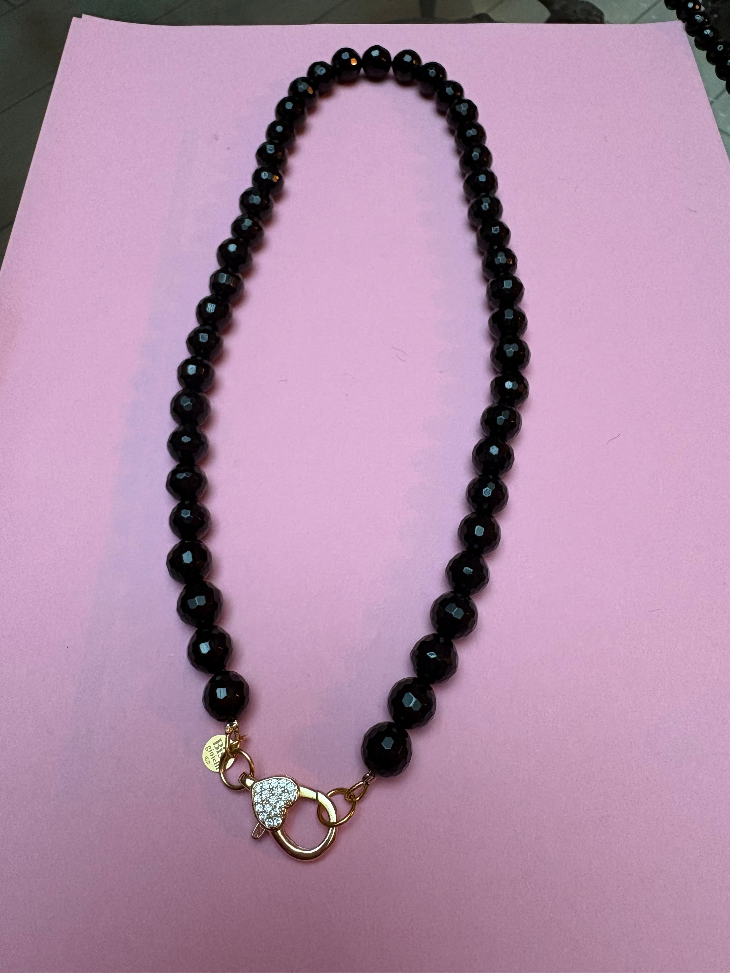 Collana LUCE - ONICE  mm10 - chiusura gioiello-  cm 50 - charm Luce