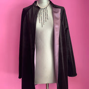 Wu Ming - Cardigan Bomber in velluto ciniglia nero e raso jap lilla