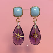 Orecchini  - Jaipur Ametista con stella del nord e turchese argento gold