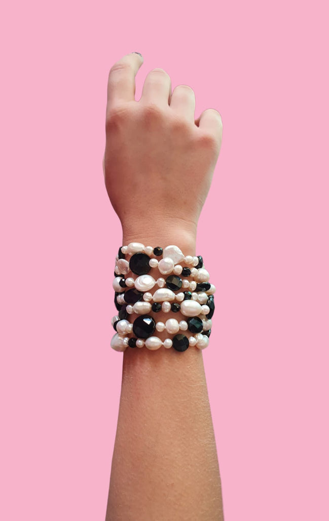 MAGNIFICO Bracciale Multifili perle coltivate e onice