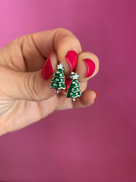 Mono orecchino con albero di natale smaltato