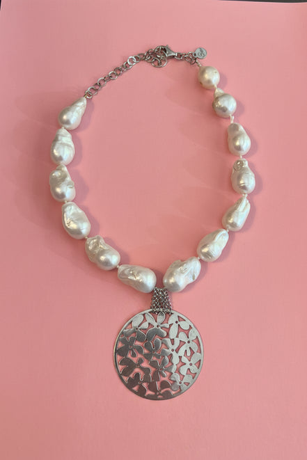 Collana con Perle Barocche Coltivate e pendeArgento 925