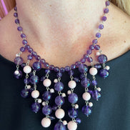 Couture - collier CASCATA ametista e corallo rosa
