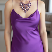 Couture - collier CASCATA ametista e corallo rosa