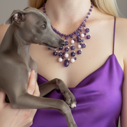 Couture - collier CASCATA ametista e corallo rosa