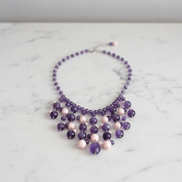 Couture - collier CASCATA ametista e corallo rosa