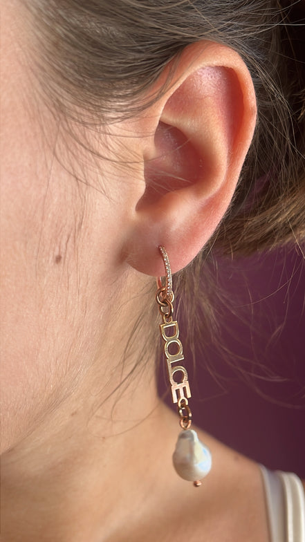 Mono orecchino - DOLCE argento 925oro rosa con perla