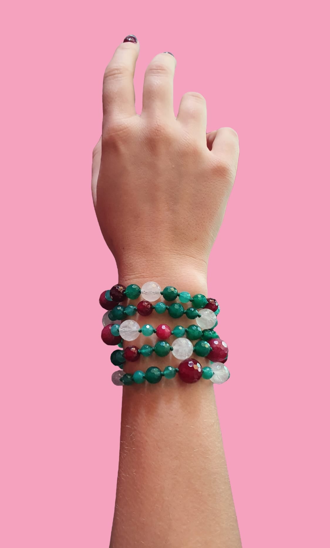 MAGNIFICO Bracciale Multifili agata verde brasiliana