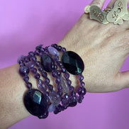 MAGNIFICO Bracciale multifili - 7 file - Ametista
