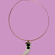 Girocollo Rigido “Talismani” in Acciaio Gold con Charm Corno Smaltato