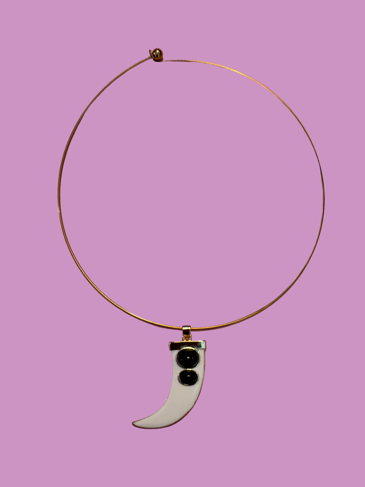 Girocollo Rigido “Talismani” in Acciaio Gold con Charm Corno Smaltato
