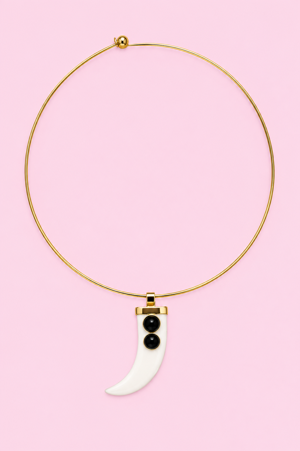 Girocollo Rigido “Talismani” in Acciaio Gold con Charm Corno Smaltato
