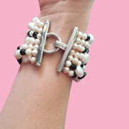 MAGNIFICO Bracciale Multifili perle coltivate e onice