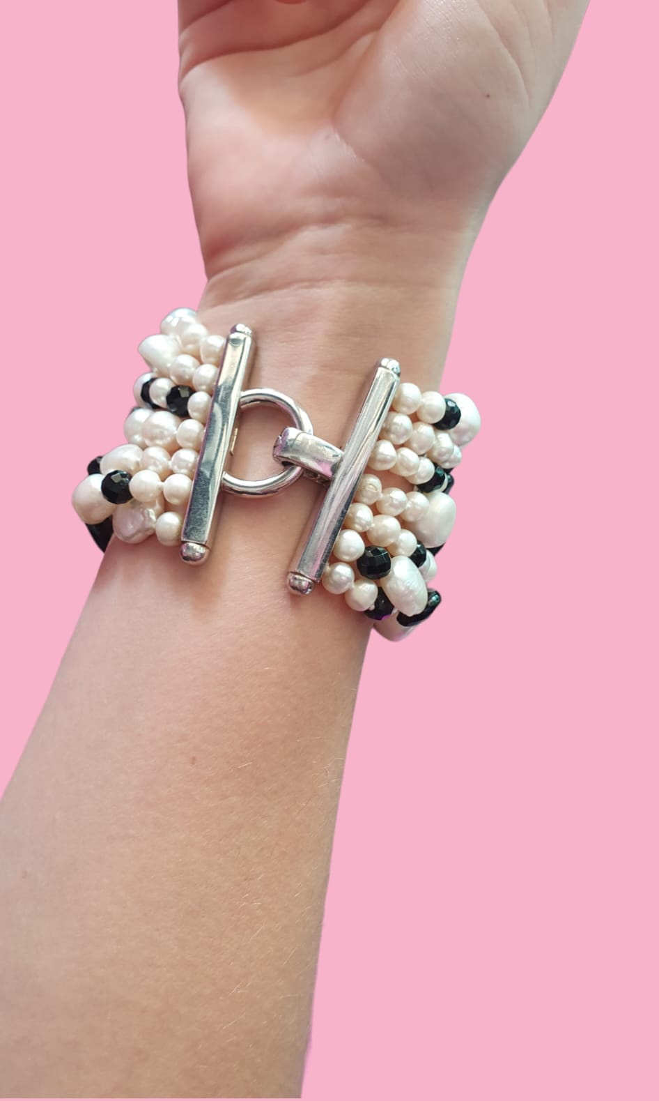 MAGNIFICO Bracciale Multifili perle coltivate e onice