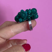 Anello in argento 925 rodio con agata verde brasiliana