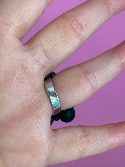 Anello in argento 925 rodio con agata verde brasiliana
