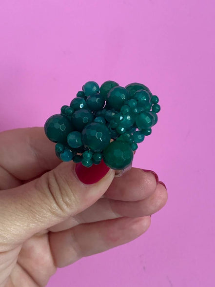 Anello in argento 925 rodio con agata verde brasiliana