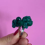 Anello in argento 925 rodio con agata verde brasiliana
