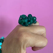 Anello in argento 925 rodio con agata verde brasiliana