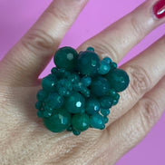 Anello in argento 925 rodio con agata verde brasiliana