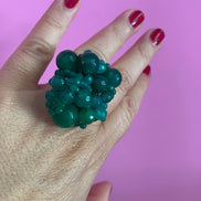 Anello in argento 925 rodio con agata verde brasiliana