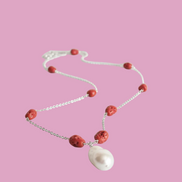 Collezione mediterranea - Collana perla coltivata barocca e corallo naturale
