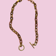 Collana Catena Gold con chiusura a T e zirconi - acciaio