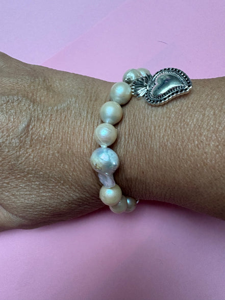 Bracciale Bisette -TALISMANI  perle  con charm Cuore Sacro