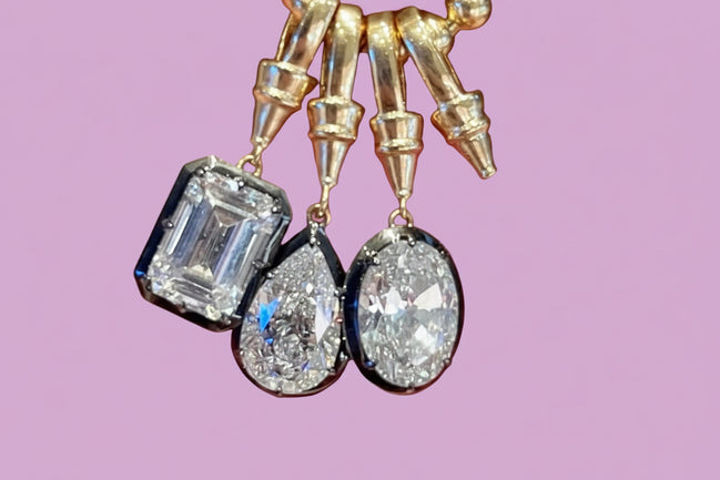 CHARM LUCE - big zircone con rodio nero e gold