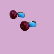 Orecchini  - MEDITERRANEA corallo rosso e turchese argento gold