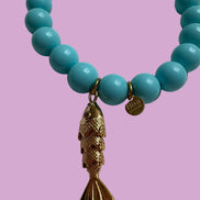 Bracciale Bisette - JAIPUR  OCEANO  turchese con charm pesciolino gold