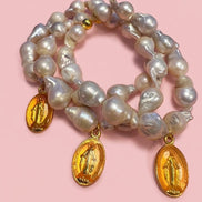 Bracciale Bisette -TALISMANI  perle coltivate barocche con charm Miracolosa