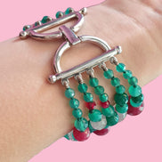 MAGNIFICO Bracciale Multifili agata verde brasiliana