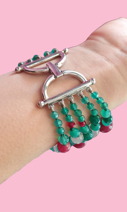 MAGNIFICO Bracciale Multifili agata verde brasiliana