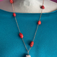 Collezione mediterranea - Collana perla coltivata barocca e corallo naturale