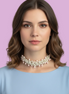 Choker / Collana Couture Collezione Intreccio in Seta Écru, Corallo Rosa e Argento 925